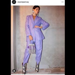 Zeynep Arcay Boyfriend Leather Jacket Lilac sz 34